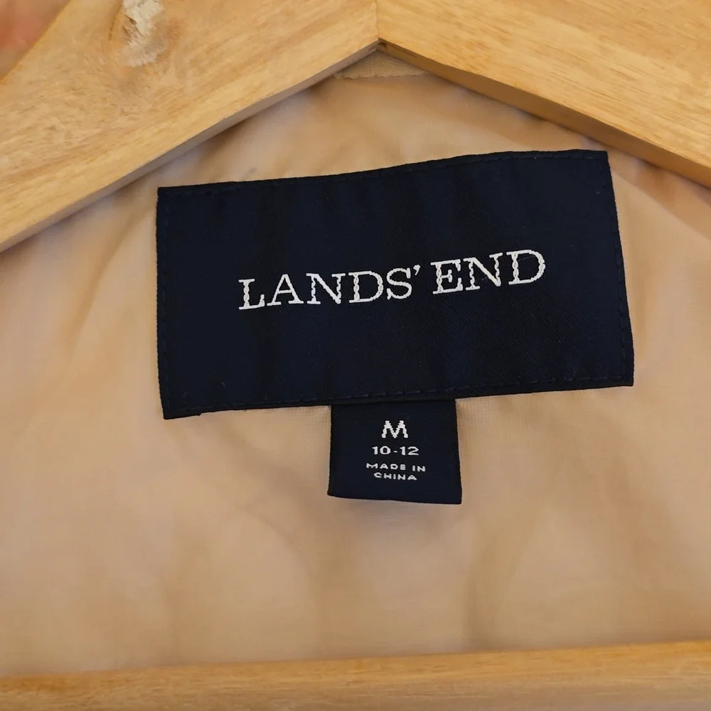 Lands' End Women's Quilted Floral Jacket Lightweight Coat  Ivory Green SZ Medium - Picture 13 of 15